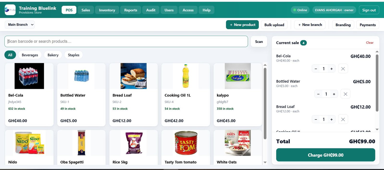 VendaPOS retail dashboard